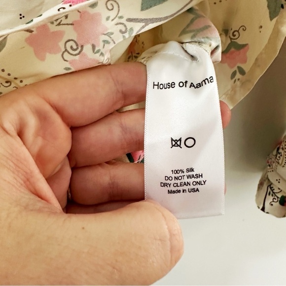 House of Aama Mens 100% Silk Paisley Floral Button Up Western Shirt Small New - Picture 7 of 9